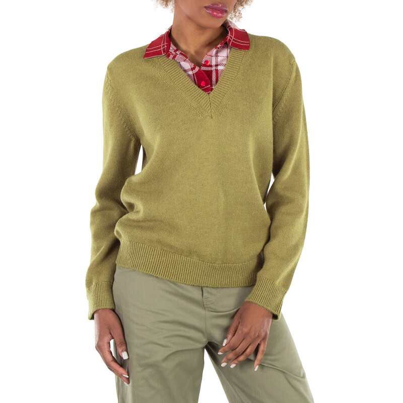 Loewe Polo Collar V Neck Sweater, Size Small S540Y14KEQ.4107