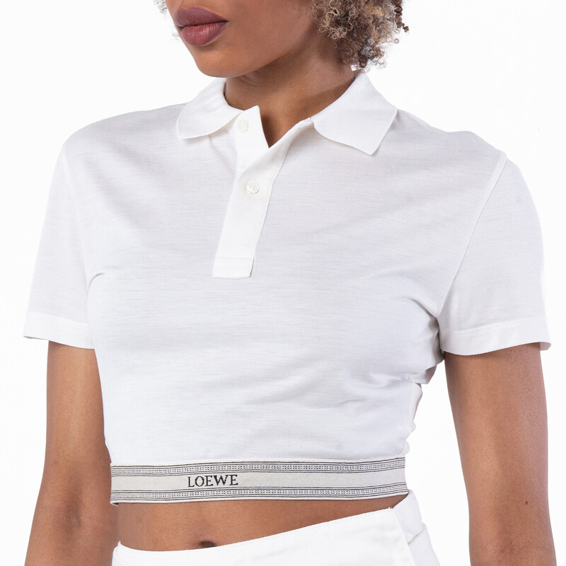 Loewe Womens Cropped Logo Jacquard Polo Shirt, Size Small