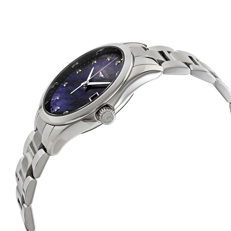 Longines Conquest Classic Black Mother of Pearl Diamond Dial