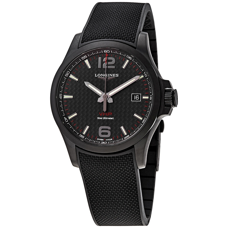 Longines Conquest V.H.P. Perpetual Quartz Black Carbon Dial Men's