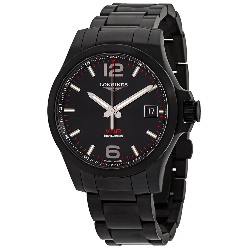 Longines Conquest V.H.P. Perpetual Quartz Black Dial Men's Watch