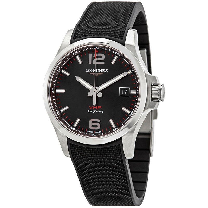 Longines Conquest V.H.P. Perpetual Quartz Black Dial Men's Watch