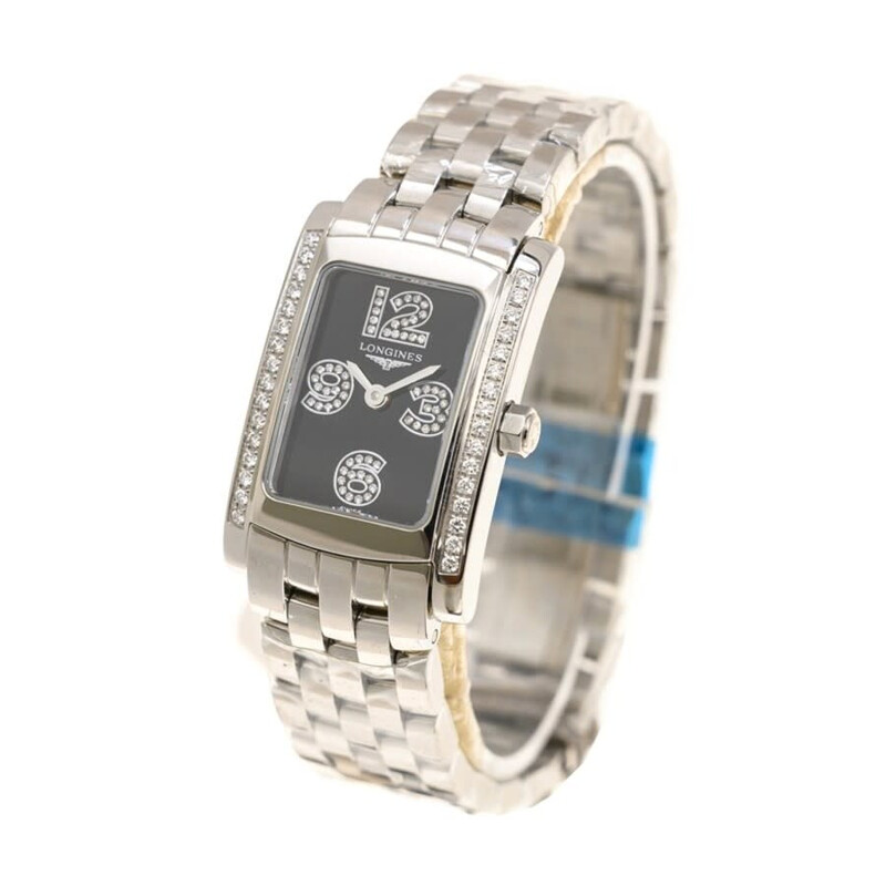 極上　大粒クォーツインクォーツ　K55 Longines Dolce Vita Quartz Diamond Black Dial Ladies Watch L5
