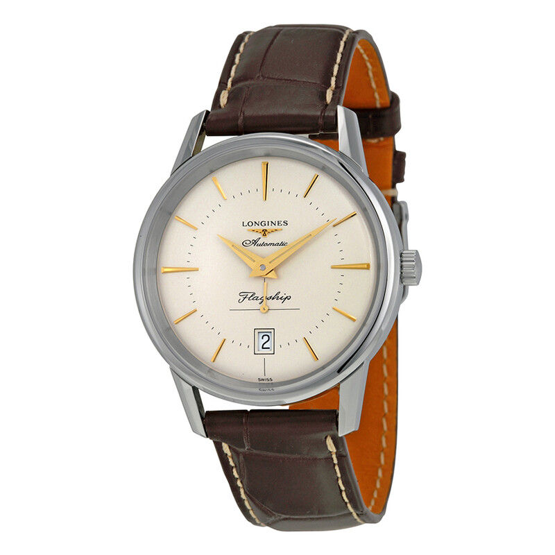 Longines Heritage Flagship Automatic Silver Dial Brown Leather