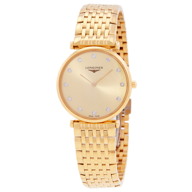 Longines La Grande Classique Quartz Diamond Gold Dial Ladies Watch