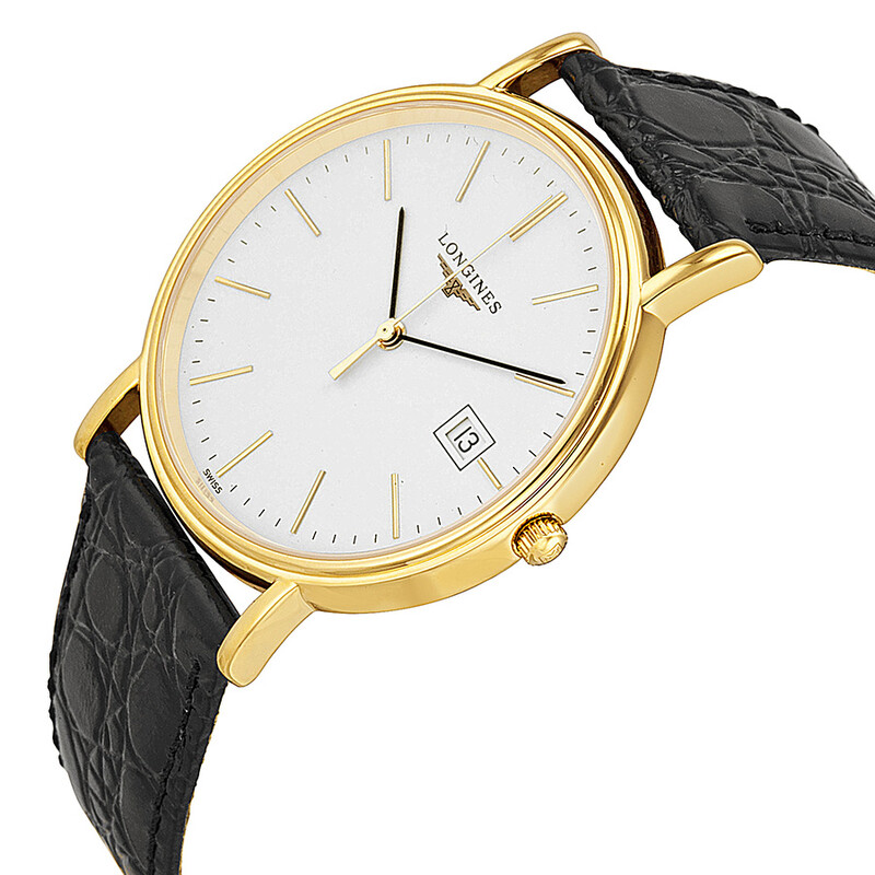 Longines Presence White Dial Black Leather Men's Watch L47902122