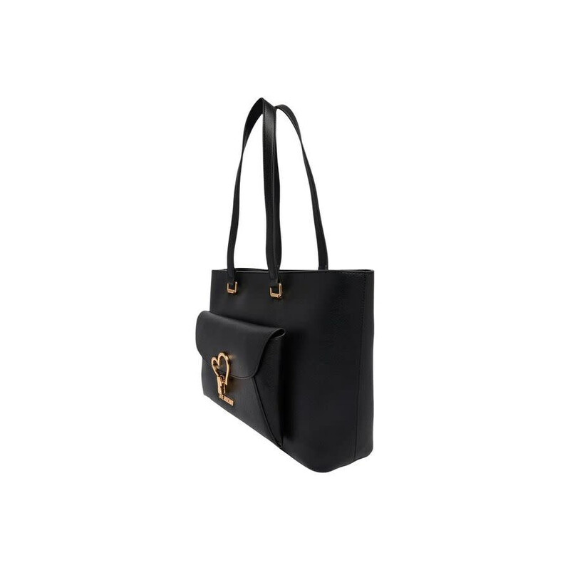 Love Moschino Gold Heart-Detailed Polyurethane Shoulder Bag