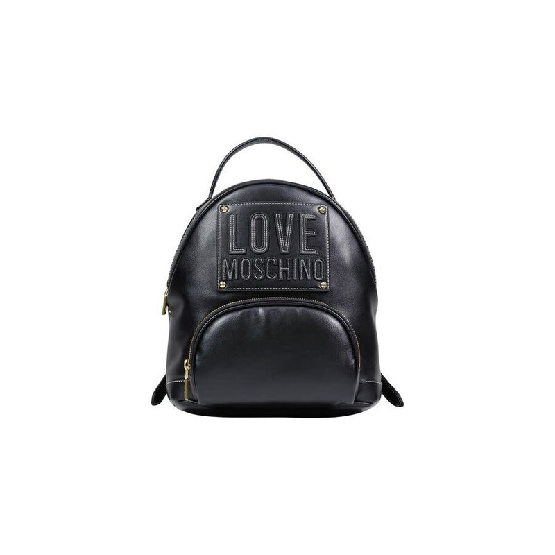 Love Moschino Logo-Embossed Polyurethane Backpack — Black LOMO
