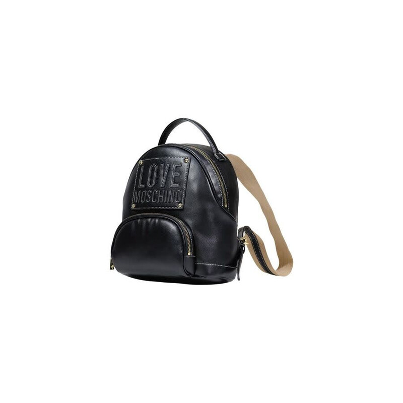 Love Moschino Logo-Embossed Polyurethane Backpack — Black LOMO