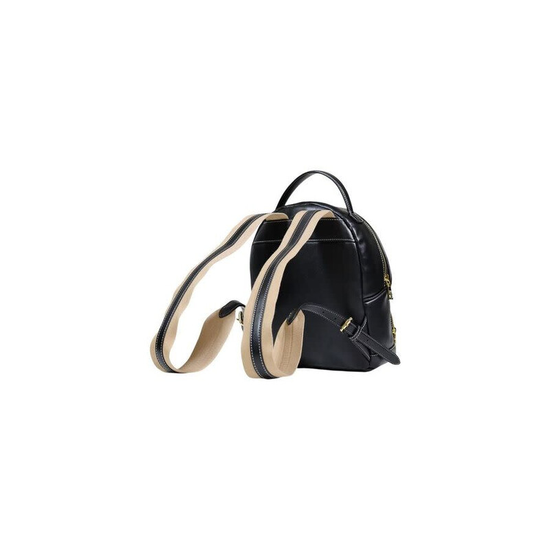 Love Moschino Logo-Embossed Polyurethane Backpack — Black LOMO