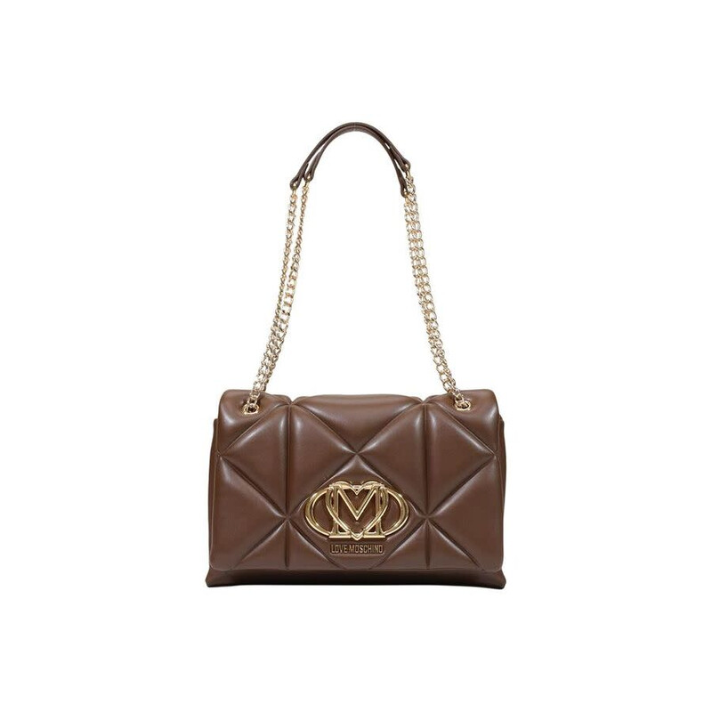Love Moschino Quilted Polyurethane Shoulder Bag — Brown LOMO