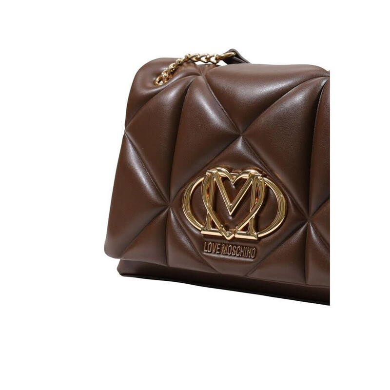 Love Moschino Quilted Polyurethane Shoulder Bag — Brown LOMO