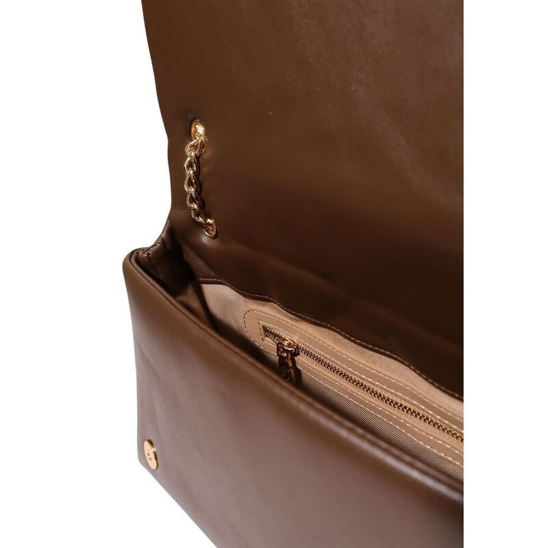 Love Moschino Quilted Polyurethane Shoulder Bag — Brown LOMO