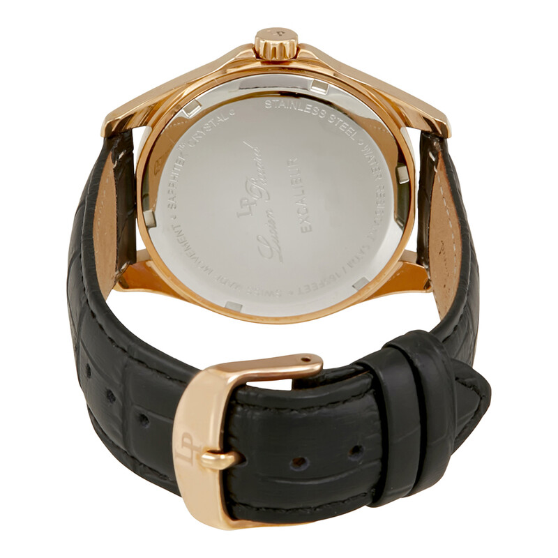 Lucien Piccard Men's Excalibur Black Dial Rose Gold-tone Watch LP