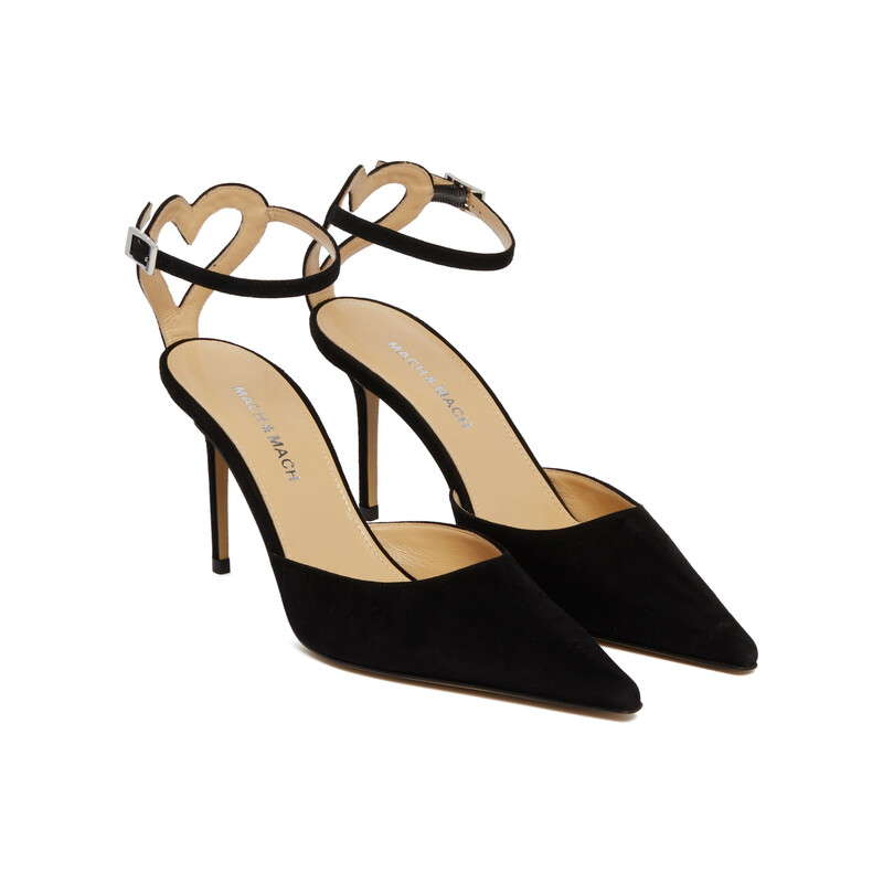 Mach & Mach Heart Detail Pointed-Toe Suede Pumps, Brand Size 38