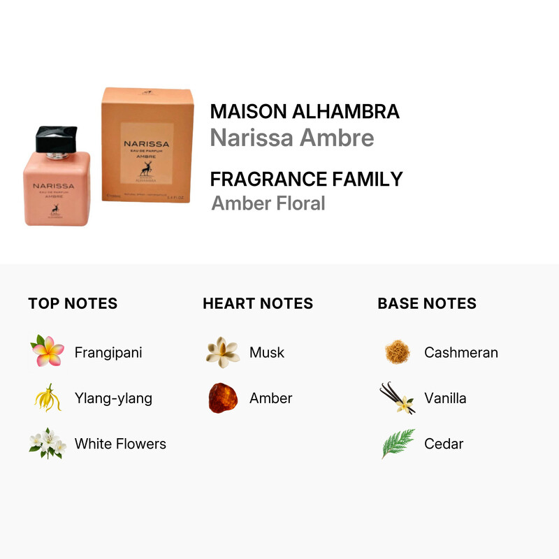 Maison Alhambra Ladies Narissa Ambre EDP Spray 3.4 oz Fragrances