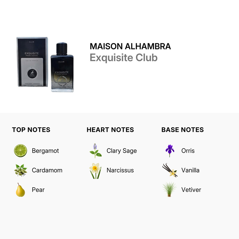 Maison Alhambra Men's Exquisite Club EDP Spray 3.4 oz Fragrances
