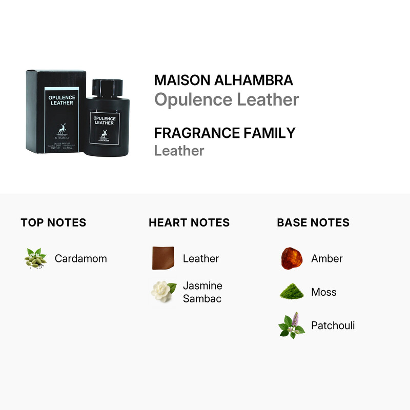 Maison Alhambra Men's Opulence Leather EDP Spray 3.4 oz Fragrances