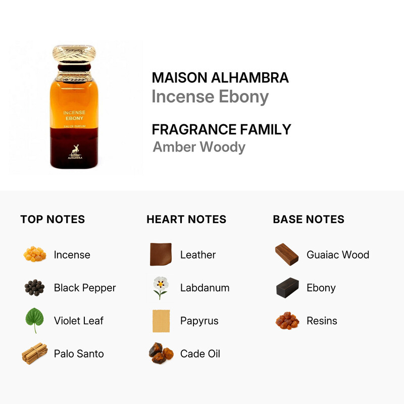 Maison Alhambra Unisex Incense Ebony EDP Spray 2.7 oz Fragrances