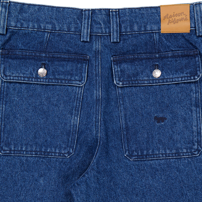 Maison Kitsuné Profile Fox Embroidered Workwear Jeans, Size 33