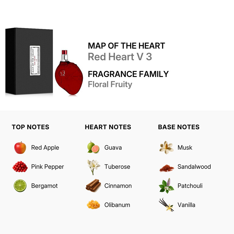 Map Of The Heart Ladies Red Heart V 3 EDP 3.0 oz Fragrances 9348939000151