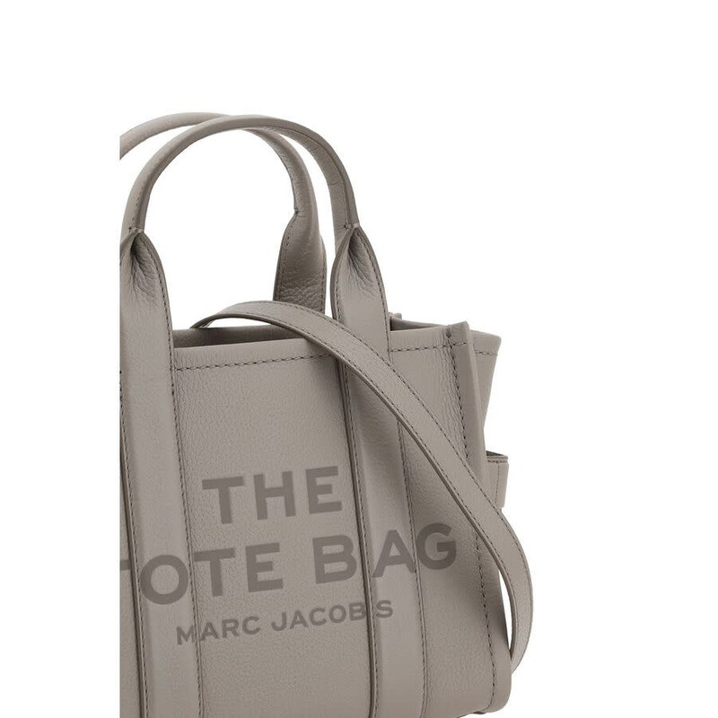 Marc Jacobs Grained Calf Leather Tote Bag — Gray