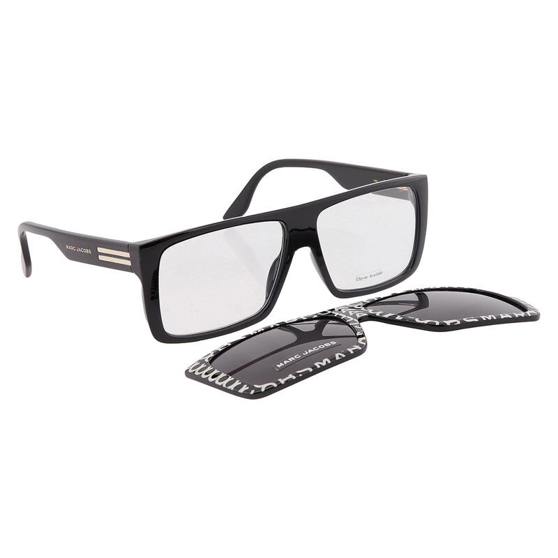 Marc Jacobs Pattern Black/Grey Clip-On Square Men's Eyeglasses