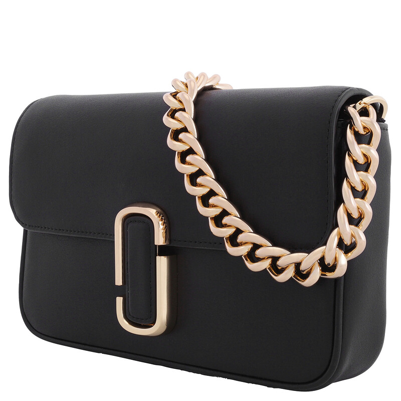 Marc Jacobs The J Marc Shoulder Leather Bag In Black