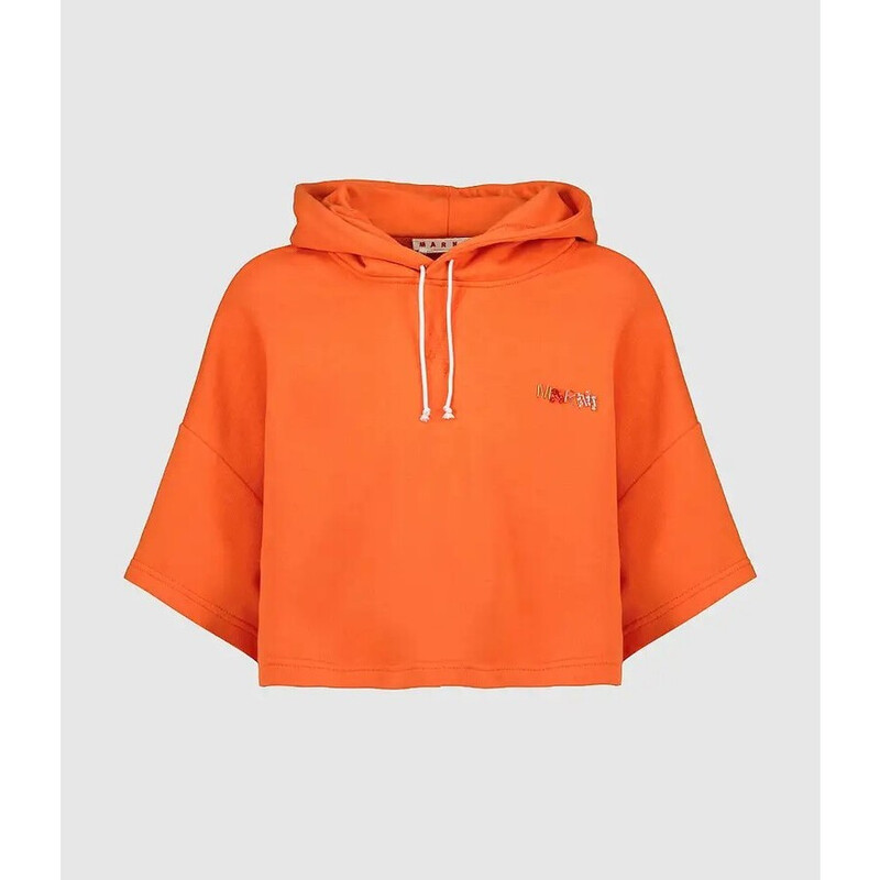 Marni Women'S Bright Orange Cropped Hoodie FLJE0177X0_00R17
