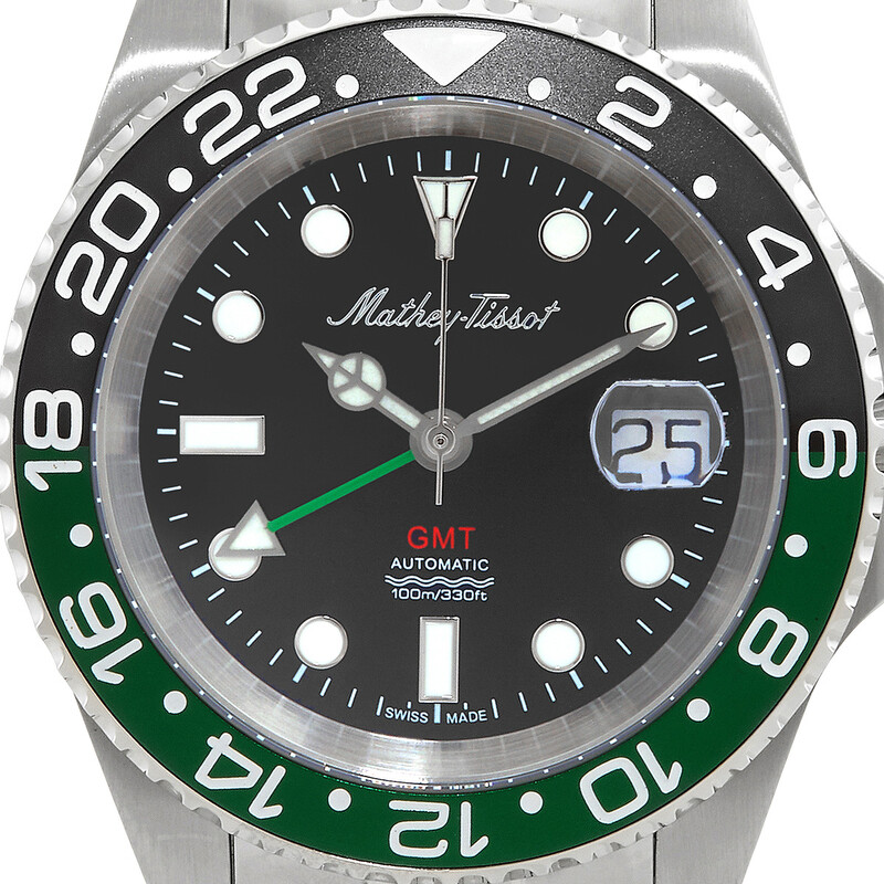 Mathey-Tissot GMT Automatic Black Dial Sprite Bezel Men's Watch