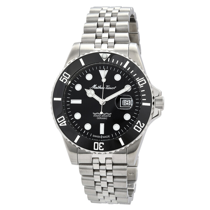 Mathey-Tissot Mathy Ceramic Quartz Black Dial Men's Watch H901CRAN
