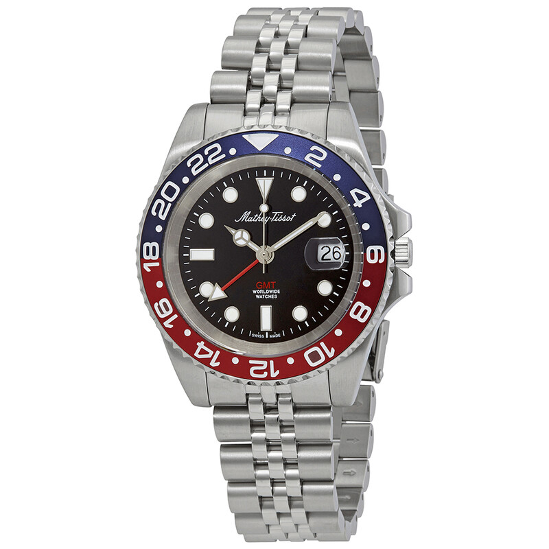 Mathey-Tissot Mathy Vintage GMT Black Dial Pepsi Bezel Men's Watch