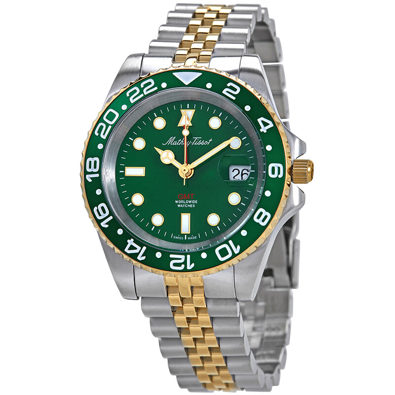 ［ほぼ未使用］Retro Digital Watch 36mm Green Mathey-Tissot Mathy Vintage GMT Two-tone Green Hulk Dial Men's