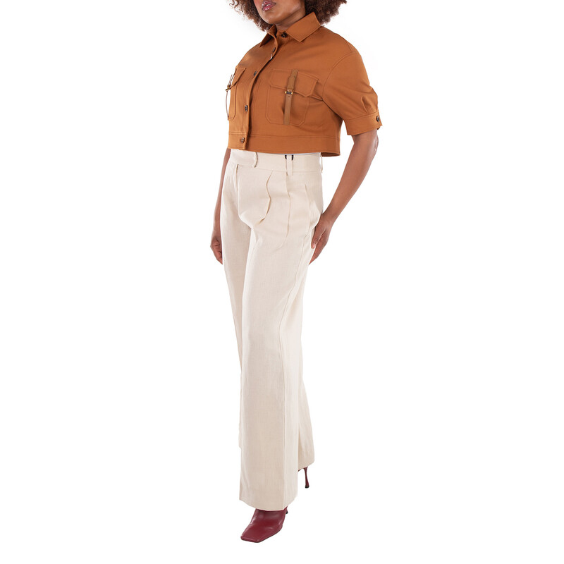 MaxMara Agiateコットンショートジャケット40 Max Mara Agiate Cropped Stretch-Cotton Jacket, Brand Size 40 (US