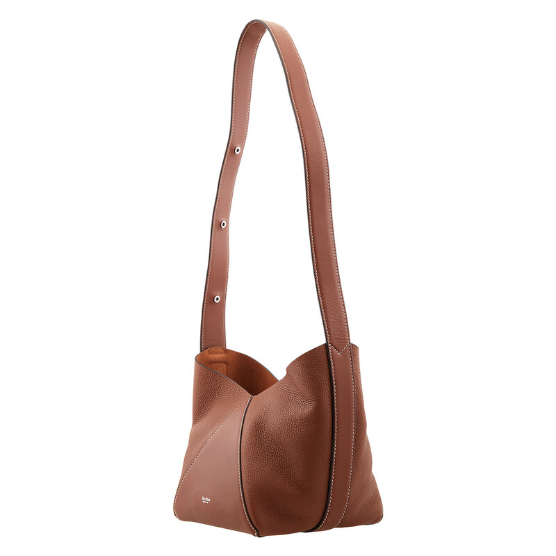 Max Mara Deer-Print Leather Small Bucket Bag 4516041600-BROWN