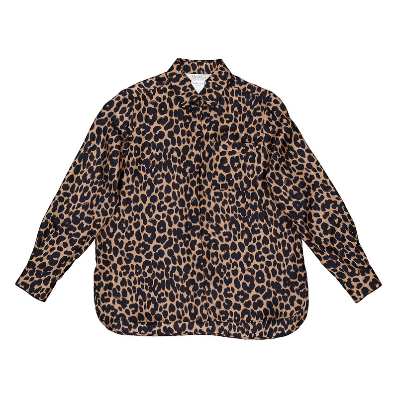 Max Mara Leopard Print Silk Shirt, Brand Size 44 ( US Size 10
