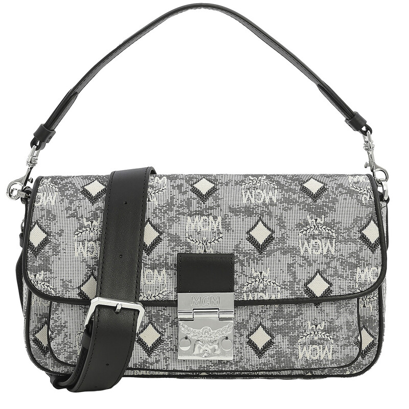 MCM ボディバッグ　シルバー MCM Travia Silver Quilted Crash Calf Leather Shoulder Bag