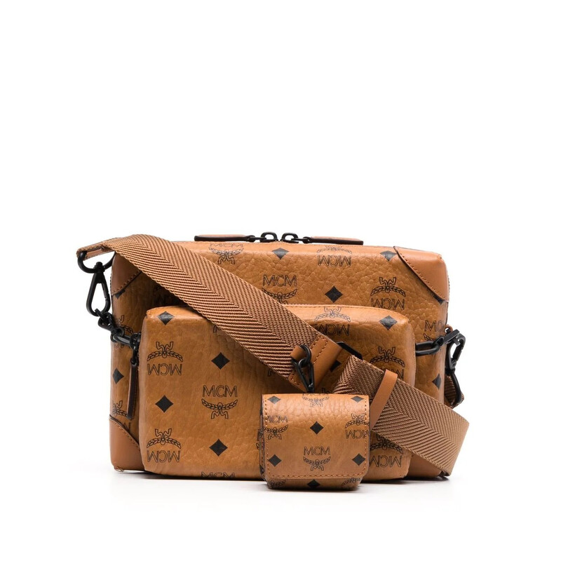 MCM Soft Berlin Multifunction Crossbody in Cognac Visetos MCM Soft Berlin Multifunction Crossbody in Cognac Visetos