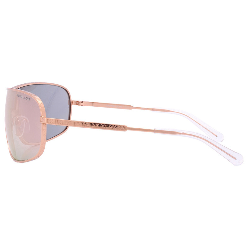 Michael Kors Aix Rose Gold Mirrored Shield Ladies Sunglasses