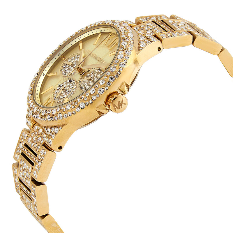 Gold Crystal-Embellished Women\'s Chronograph Watch GUESS USA crystal-embellished Chronograph 40mm Watch | Gold  main image 3