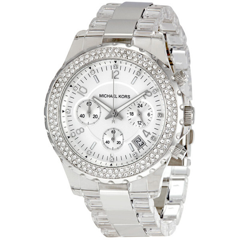 Michael Kors Clear Plastic and Silver-tone Chronograph 