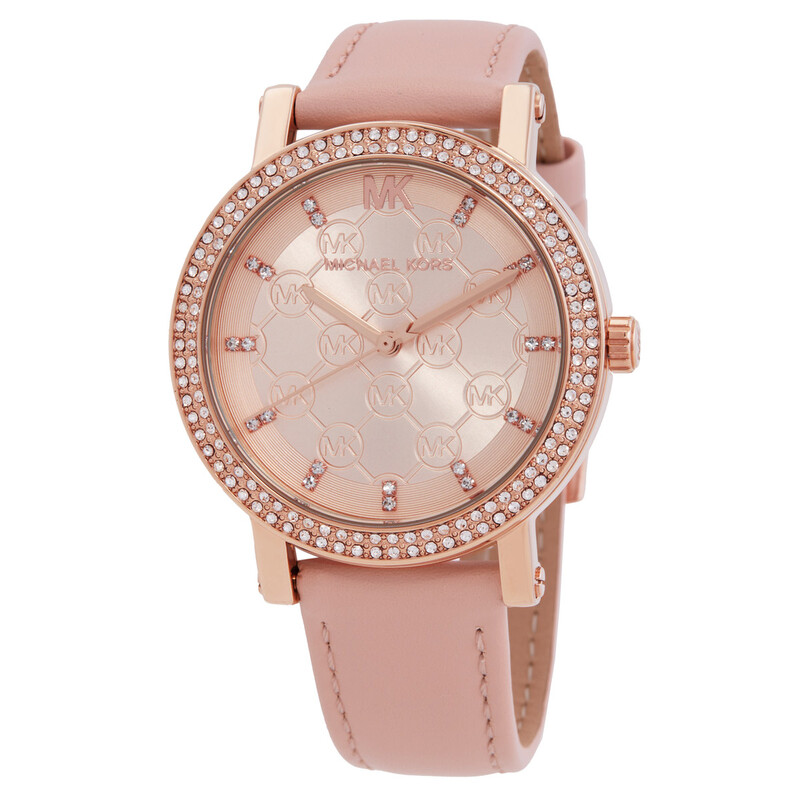 Michael Kors Corey Quartz Crystal Rose Gold Dial Ladies Watch