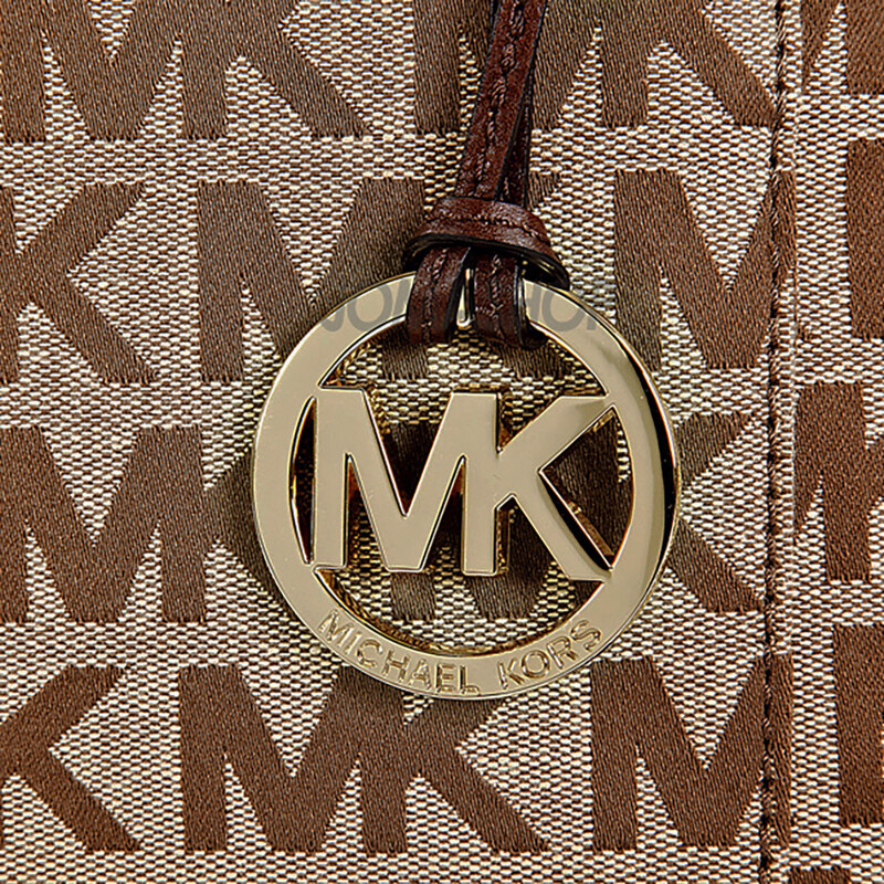 Michael Kors Jet Set Signature Logo Tote Handbag - Mocha/Tan
