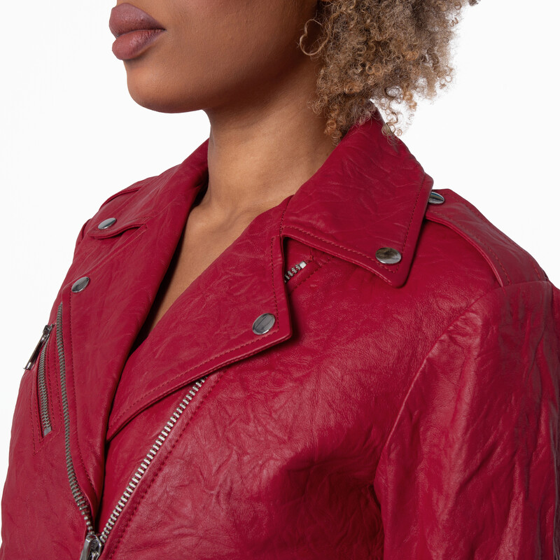 Michael Kors Ladies Crinkled Leather Moto Jacket, Size Small