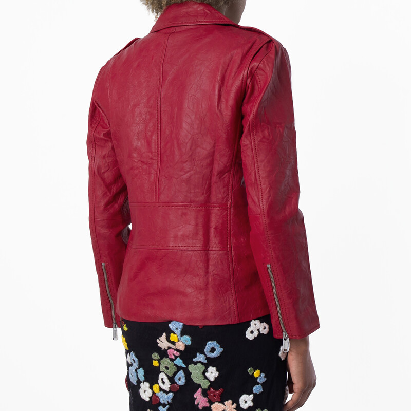 Michael Kors Ladies Crinkled Leather Moto Jacket, Size Small