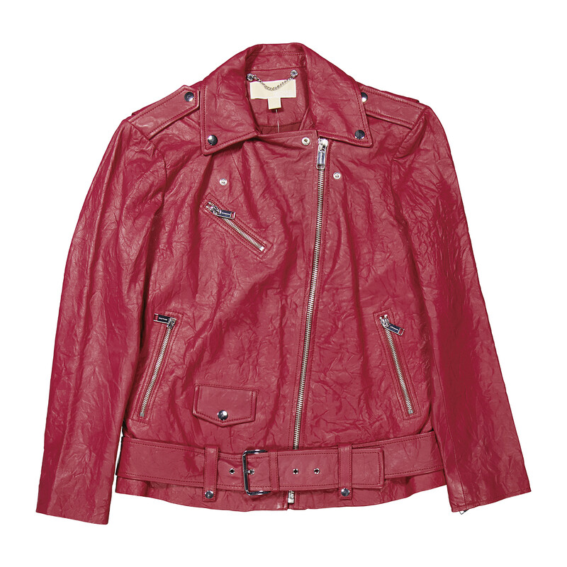 Michael Kors Ladies Crinkled Leather Moto Jacket, Size Small