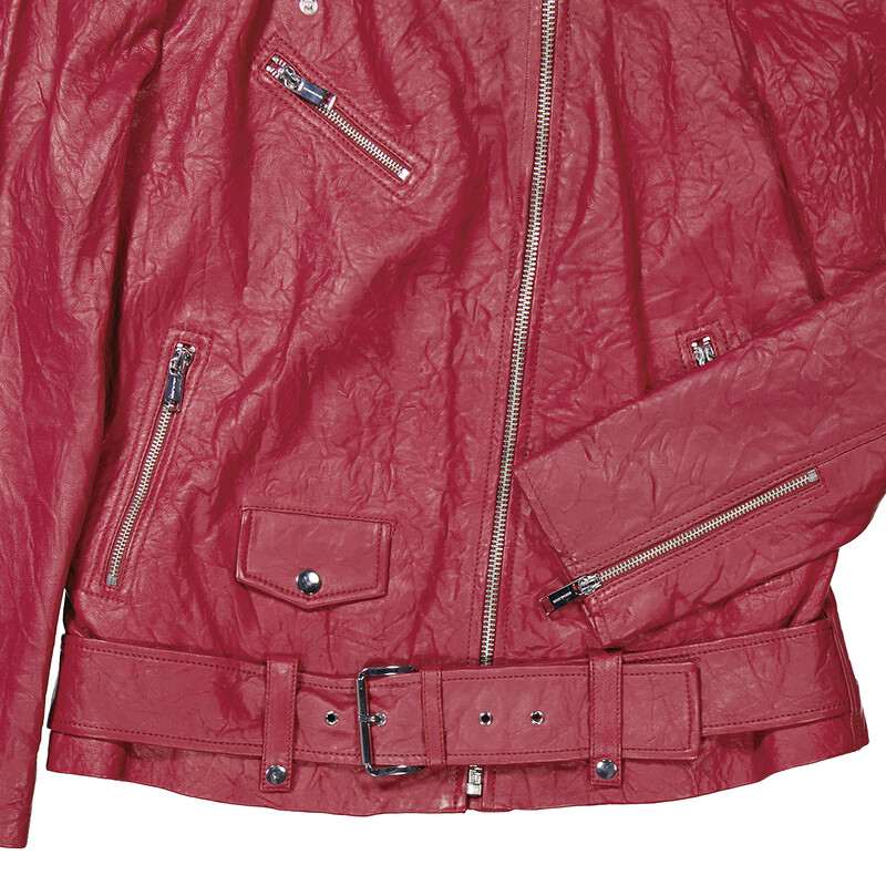 Michael Kors Ladies Crinkled Leather Moto Jacket, Size Small