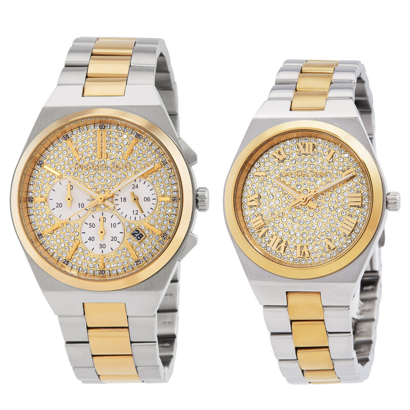 Michael Kors Lennox Chronograph Quartz Pave Two-Tone Watch  display picture 1