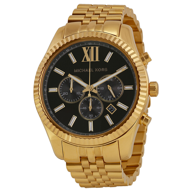 MICHALE KORS ゴールド　クロノグラフ　MK8286 Michael Kors Lexington Chronograph Black Dial Men's Watch MK8286