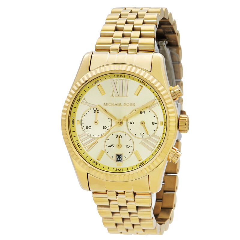 MICHAEL KORS ゴールド クロノグラフ腕時計 Michael Kors Lexington Chronograph Quartz Gold Dial Ladies Watch